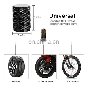Aluminum Tire Valve Stem Caps Black Barrel Design Universal Fit Cars, Trucks, SUV, Motorcycles, Bike and Bicycle thumbnail-4