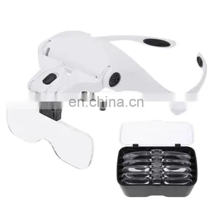 Head-Mounted Repair Inspection Microscopic Carving Cosmetic Embroidery LED Light Magnifying Glass WIth Five Magnification Lens thumbnail-1