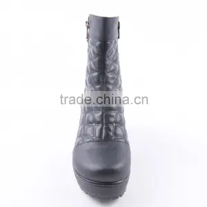 Wholesale Cowboy Indian Army Half Wellington Mid Heel Boots With Double Zippers thumbnail-3