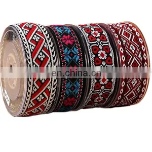 Sewing Embroidered Ribbon Jacquard Webbing Belt Custom Design Wholesale Custom 2.5cm and 3.2cm Woven 100% Polyester Sustainable thumbnail-1