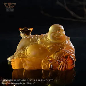 Factory Wholesale Crystal Liuli Laughing Maitreya Statue Blessing Car Interior Decoration thumbnail-3