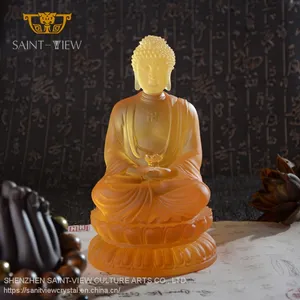 SAINT-VIEW Liuli Buddha Statue Three Precious Sakyamuni thumbnail-2
