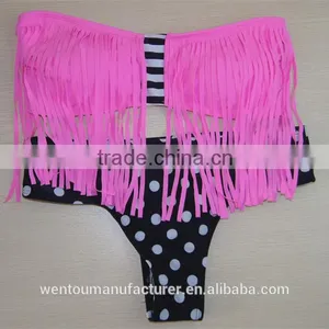 2016 New Women Push-up Padded Bra Tassel Swimsuit Bathing Suit Swimwear Bikini thumbnail-5