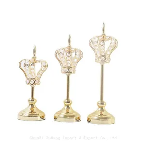 Wholesale Wedding Crystal Glass Candlesticks Metal Gold Silver Crown Candle Holder For Wedding Decoration thumbnail-4