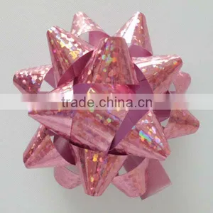 Giant Confetti Star Bow - Red, Made of High Gloss PP Ribbon in 230m Dia*25mm Wide Ribbon*30 Loops thumbnail-3