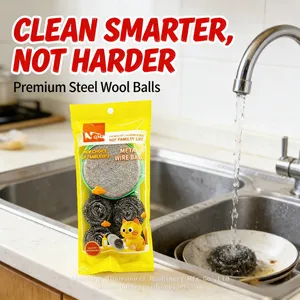 Stainless Steel Scourer Pad Set for Kitchen Clean Scrub Ball thumbnail-1