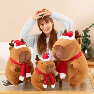 Wholesale Price Personalized Doll Super Soft Dress up Christmas Fluffy Cute Lovely Cartoon Simulation Stuffed Capybara Plush Animals Toys Factory thumbnail-1