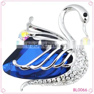 Silver Plated Wedding Invitation Blue Body of the Swan Crystal Rhinestone Brooch Wholesale thumbnail-1