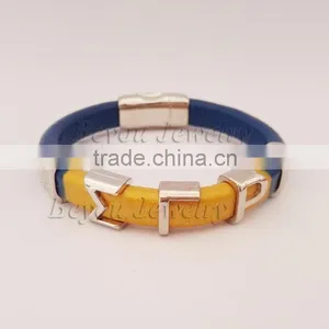 Magnetic Leather Handmade Bracelet Bangle Greek Sigma Gamma Rho Sorority Greek SGR Custom LOGO Fraternity Sorority Jewelry thumbnail-1