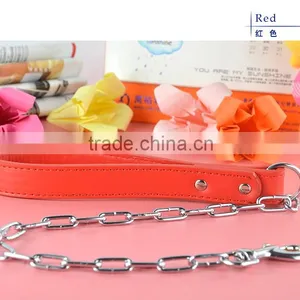China Leather Lead Hand Pulling Chain Dog Leash thumbnail-5