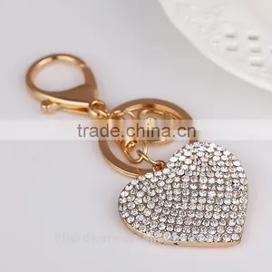Creative Rhinestone Heart Keychain Charm Women Handbag CZ Diamond Keyring Crystal Lover Key Holder Bag Accessory Valentine Gift thumbnail-1