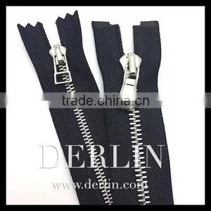 Euro European Shiny Silver High Quality Thin Teeth Zip Metal Zipper thumbnail-1