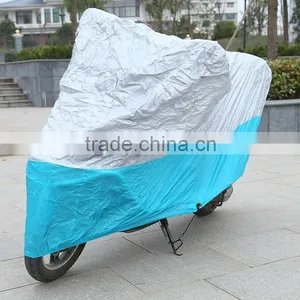 Anti Theft Motorbike Cover PU Coated Blue and Silver Color thumbnail-1