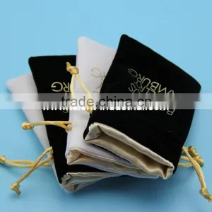 Luxury and Fast Delivery Satin Lined Velvet Pouches for Jewelry With Golden Cords thumbnail-6
