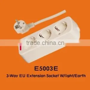 3-way 2 Pin Extension Socket EU Standard Ground Light thumbnail-1