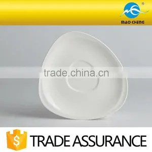 White Durable Ceramic Triangle Cup(without Handle) With Saucer thumbnail-6
