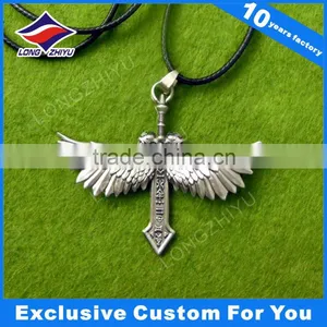 Zinc Alloy Wing Shape Antique Silver Finish Tag/pendant/dog Tag With Nice Chain thumbnail-2