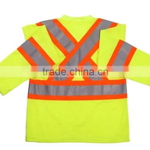 Polo Shirt With Reflective Tape Long Sleeves Summer Fashion High Visibility Safety Walking Shirt thumbnail-2