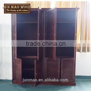 Solid Wooden Design Four Shutters Cabinet Oak Wall Wardrobes Bedroom thumbnail-2