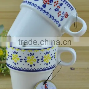 11OZ Lovely Flower Design Stack Coffee Cups, Shiny Surface New Bone China Mug, KL5101-10682 thumbnail-1