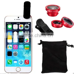 3 in 1 Fisheye Macro Wide Angle Mobile Phone Camera Lens External Lens for Mobile Camera thumbnail-1