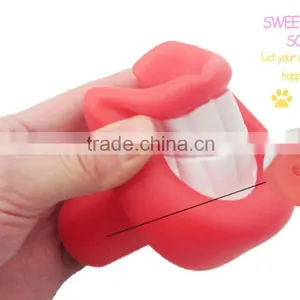 Pet Chew Trainning Teeth Shape Toys Smile Red Toy Plastic Teeth for Dog Playing Toys Pet Vinyl Toy Dog Teeth Toy thumbnail-4