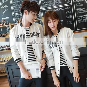 2016 New Fashion Young Men and Women Couples Outfit Korea Style Print Coat Outware Jackets OEM thumbnail-1