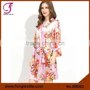 FUNG 300202 New Design Women Floral Satin Robe thumbnail-1