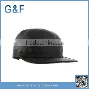 Black Leather Strap 5 Panel Hats 5 Panel Hat With Leather Patch thumbnail-2