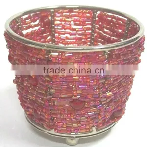 Conical Multi Glass Beaded T-light Holder thumbnail-1