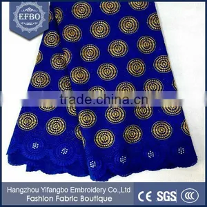 Chinese Supplier Nigeria Beaded Swiss Lace Fabric / Hight Quality Cotton Embroiderd Fabric For Wholesale thumbnail-1
