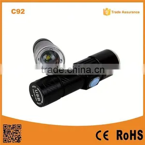 C92 Build in Battery Zoomable Led Rechargeable Flashlight Mini Usb Charging Flashlight thumbnail-1