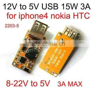 12V to 5V USB Power Module DC-DC Step-down Power Bare Board 3A High Current thumbnail-1