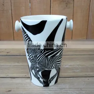 Modern Zebra Decal Ceramic Vase for Decoration thumbnail-1