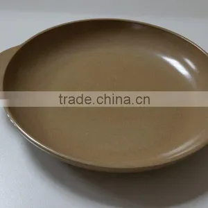 Biodegradable Rick Husk Fiber Round Plate With 2 Handles thumbnail-1