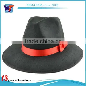 Blank Promotion Cheap Felt Hat Fedora Hat With Woven thumbnail-6