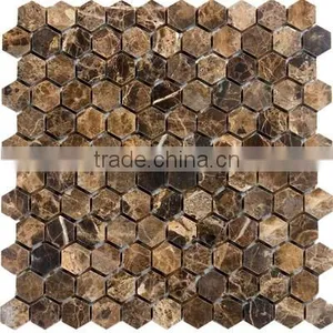 Polished Dark Emperador Marble Mosaic Picture thumbnail-2