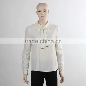 Ladies Office Shirt Design Uniform Shirt With White Bow Qhirt Long Sleeve Business Suit Woman Shirt thumbnail-2