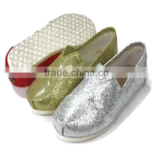 Beautiful Latest Ladies Golden Casual Shoes With Paillette Shining Upper thumbnail-1