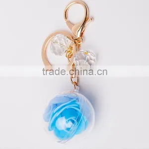 New Arrive Big Ball Inside With Crystal Flower Key Rings Pearl Keychain For Car Bag Key Chains Accessories thumbnail-4