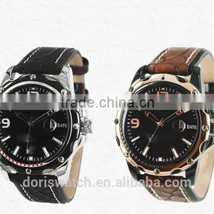 Classical Model Water Resisant Mens Leather Watches With Calendar Good Quality From Golden Supplier thumbnail-1