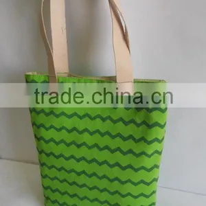 Good Quality Eco Friendly Canvas Shopping Bag With Leather Handle thumbnail-2