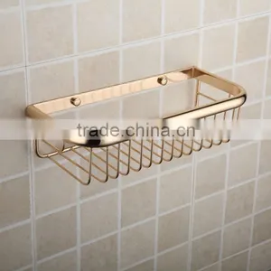 Gold Royal Storage Rack, Square Brass Shower Basket,Single Tier Bathroom Accessories thumbnail-1