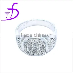 Wholesale 925 Silver Micro Pave Setting Zircon Men Ring thumbnail-1