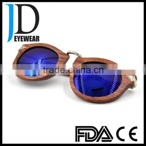 Modern Design Wood Metal Combination Round OEM Polarized Sunglasses thumbnail-6