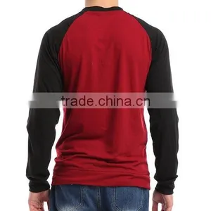 Wholesale Men's Slim Fit Casual V-neck Long Sleeve Contrast Raglan T-shirts thumbnail-2