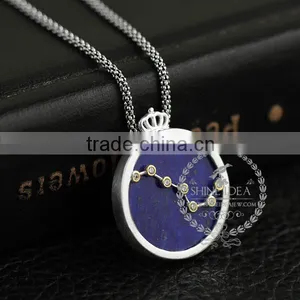 925 Sterling Silver Round Bule the Big Dipper Pendant Charm Fashion Women Necklece Jewelry 6360484 thumbnail-2