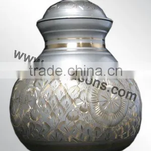 Beautiful Metal Urns for Home Used | Silver Decorative Urn | Rounded Base Urns thumbnail-3
