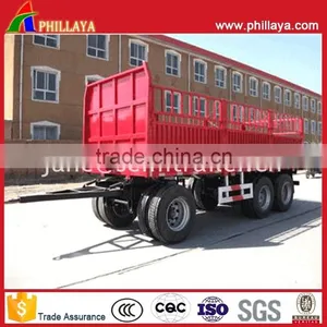 40T 50T 3 Axle Steel Fence Truck Trailer Tri-Axle Cargo Drawbar Towing Full Trailer thumbnail-1