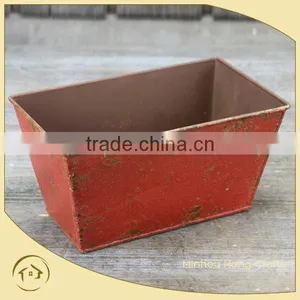 Hot Sale Autumn Square Flower Pot Metal, Metal Garden Pot Red for Home Decor thumbnail-1